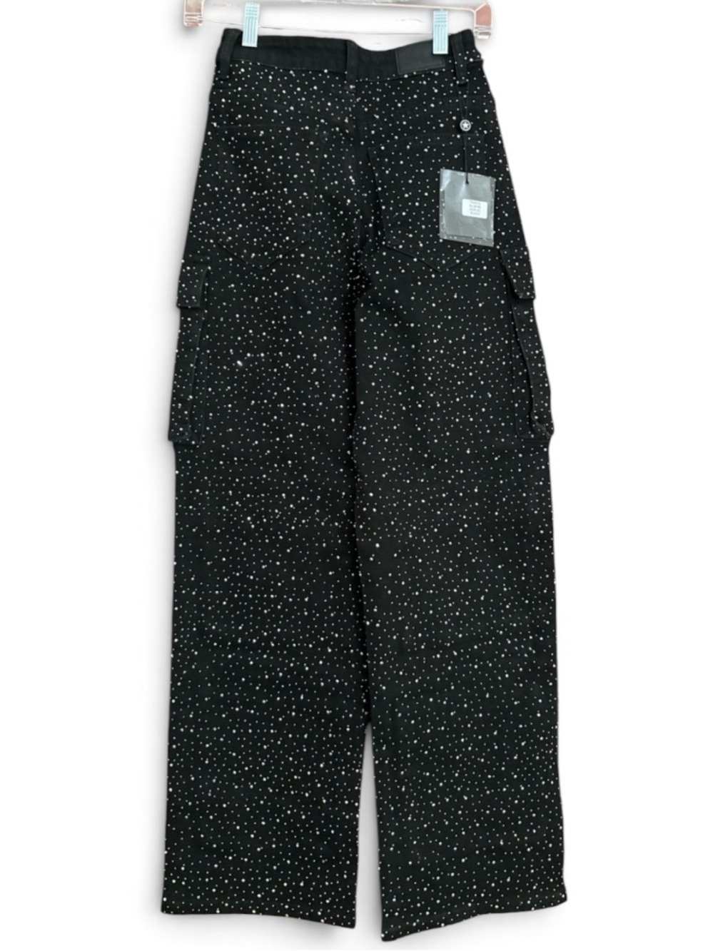 Balboa Los Angeles Rhinestone Embellished Cargo Stacked Pocket Jeans Sz XS